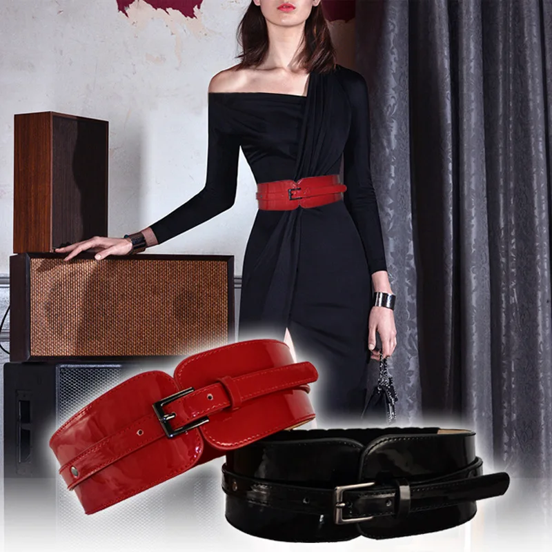 2022 New Genuine Leather Vintage Elastic Wide Belt For Women Dress Waist Belt Ladies Coat Waistband Fashion  Corset Belt