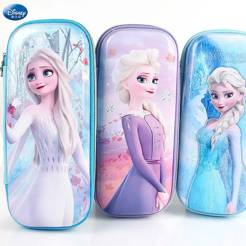 

Disney Cartoon Anime Pencil Case Elsa Anna Frozen Waterproof Zipper Large Capacity Stationery Box Toy Girl Student Birthday Gift