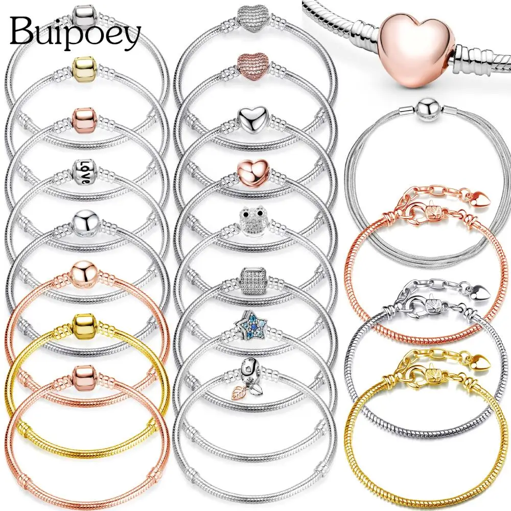 

Buipoey Snake Chain High Quality Bracelets & Bangle Fit Diy Brands Charm Bracelet Handmade Beaded Basic Chain Jewelry Accessory