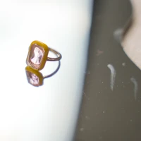 enamel citrine ring for women designer jewlery vintage cool cute ins korean fashion