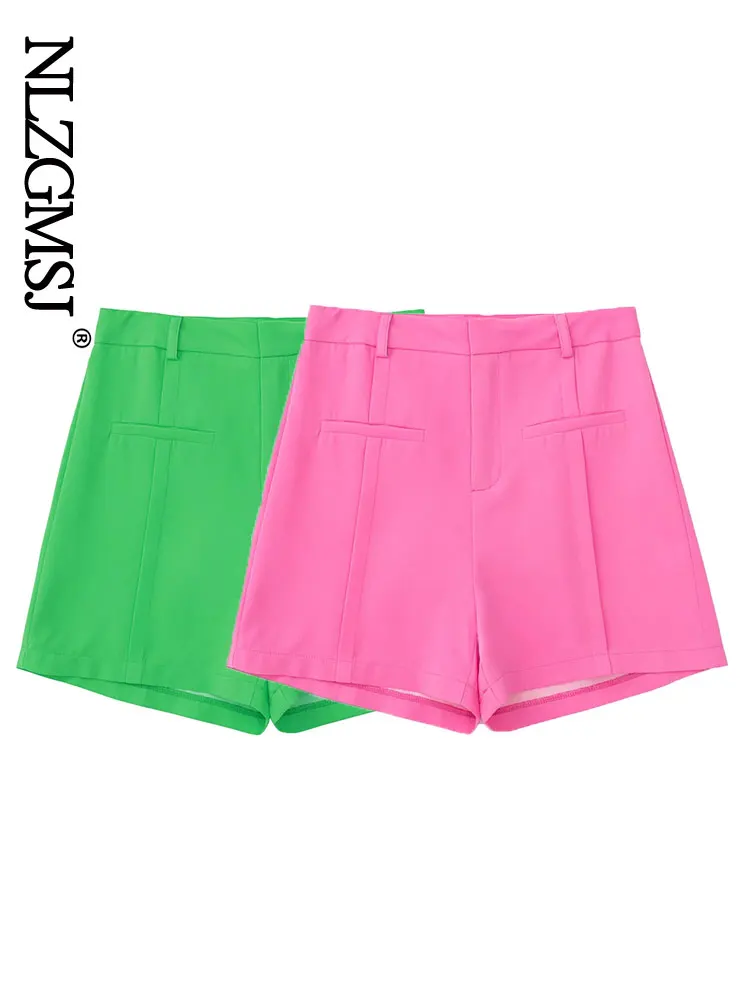 

Nlzgmsj ZBZA 2022 Shorts Women Summer High Waist Elegant Loose Solid Female Office Lady Wide Leg Casual Streetwear Shorts 202205
