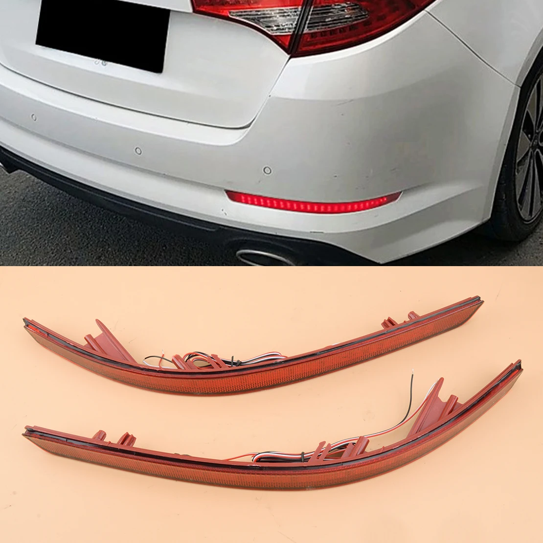 

1 Pair Red LED Car Rear Left Right Bumper Reflector Tail Brake Stop Fog Light Fit for KIA K5 Optima 2011 2012 2013 12V 5W