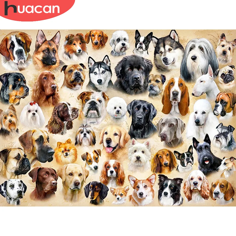 

Алмазная 5D картина HUACAN с собакой, вышивка крестиком, мозаика с животными, хобби и вышивка, украшение для спальни