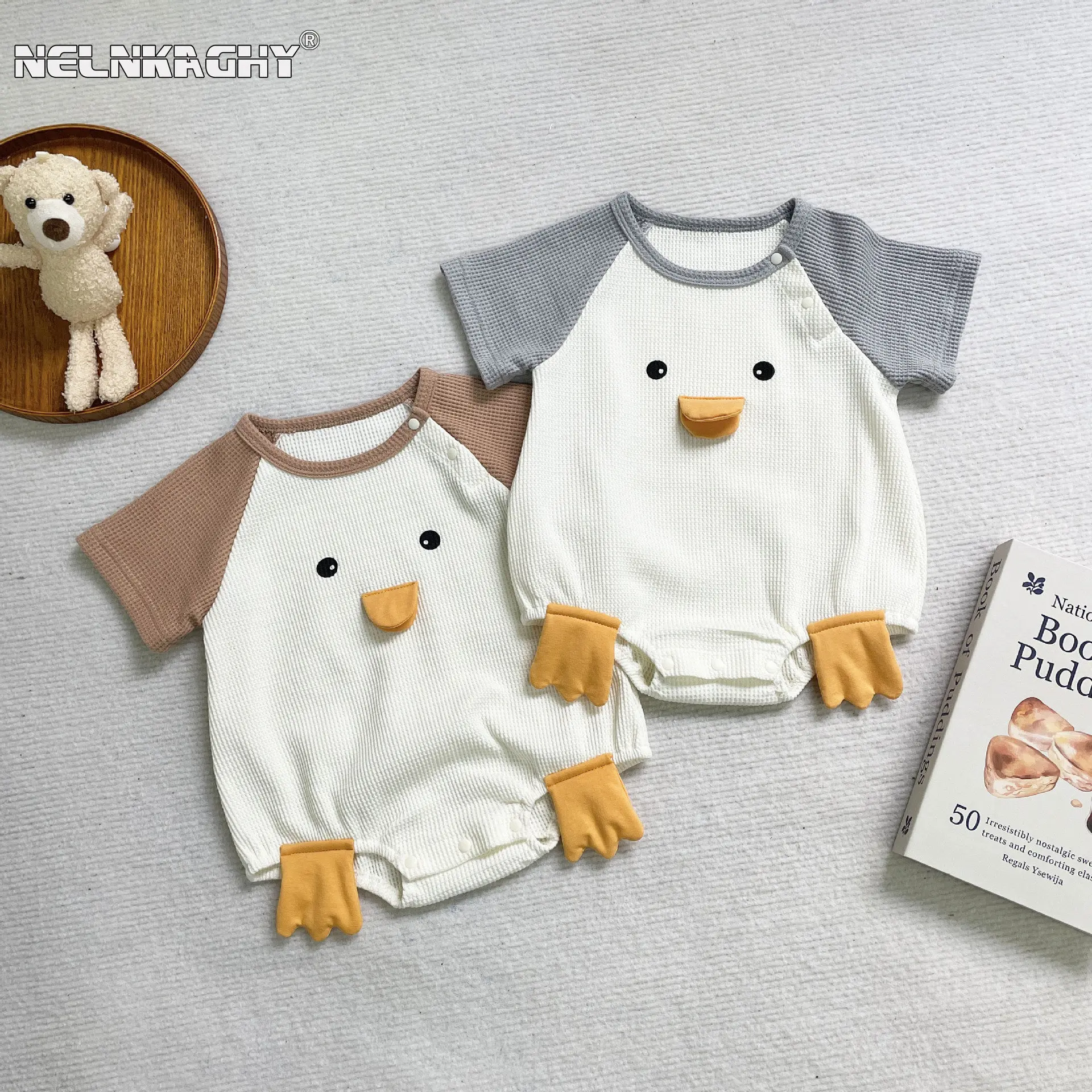 

Newborns Infants Cute Short Sleeve Cartoon Overalls - Perfect Summer Bodysuits for Kids Baby Boys Girls 0-24 Months