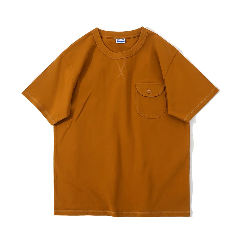 

Men's T-shirt Washed Short Sleeves Pure Cotton Tees Vintage Casual Male Tops