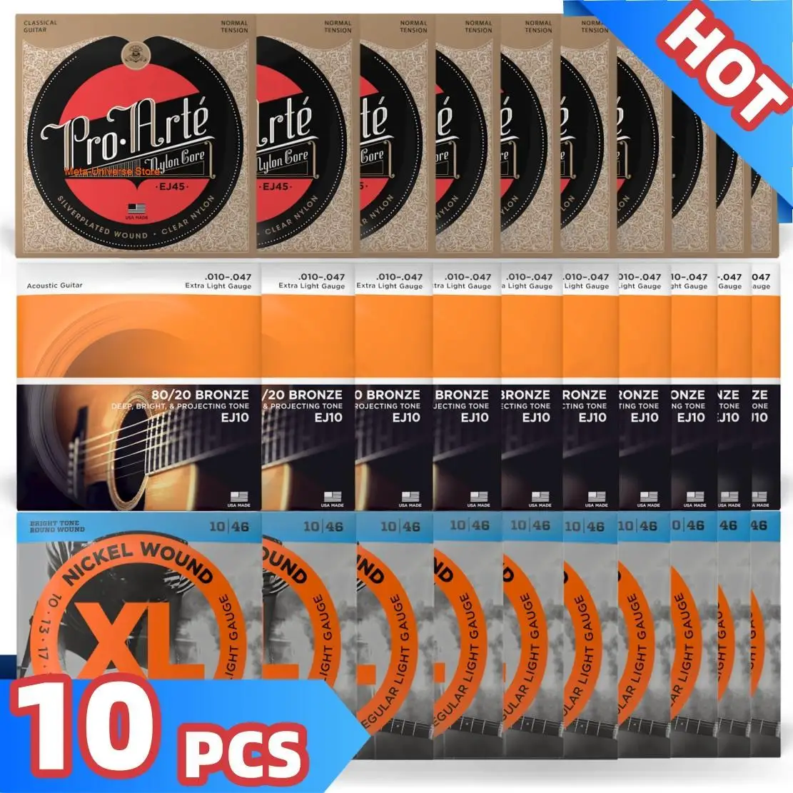 

Струны для акустической гитары, 10 наборов/шт.