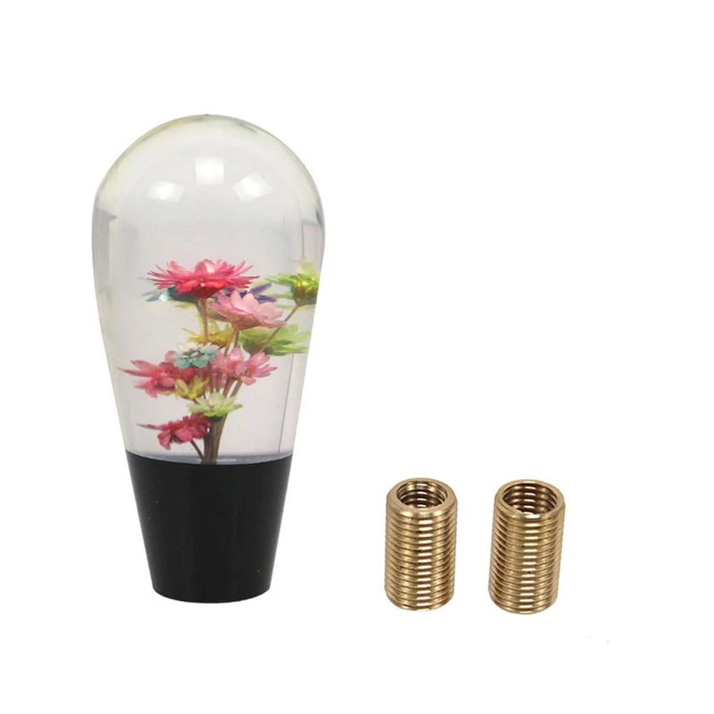 

Car Manual Shifter Head Shift Knob Stick Crystal Transparent Flower Gear Shift Knob 3.9 Inches Accessories