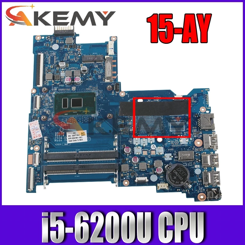 

Оригинальная материнская плата для ноутбука HP 15-AY 854945-601 854945-001, модель BDL50, с процессором SR2EY i5-6200U DDR4 100%, протестирована, быстрая доставка