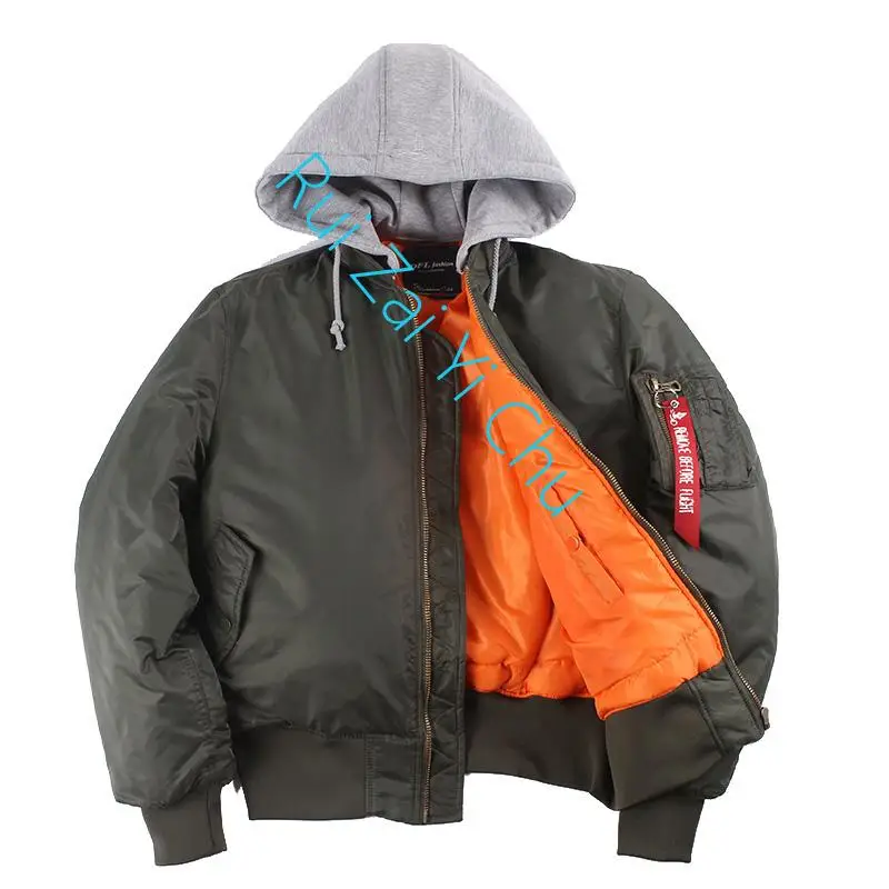 Winter New Bomber Jacket Men Military with Hood Vintage Oversize Pilot Coats Man Hip Hop Windbreaker 2023 Plus Size Thick Ma1
