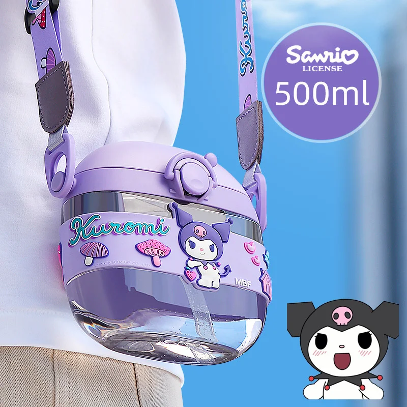 

Sanrio Kuromi Hello Kitty Children's Water Cup Kawaii New Pattern Originality Summer Straw Cup Baby Portable Anti Drop Kettle