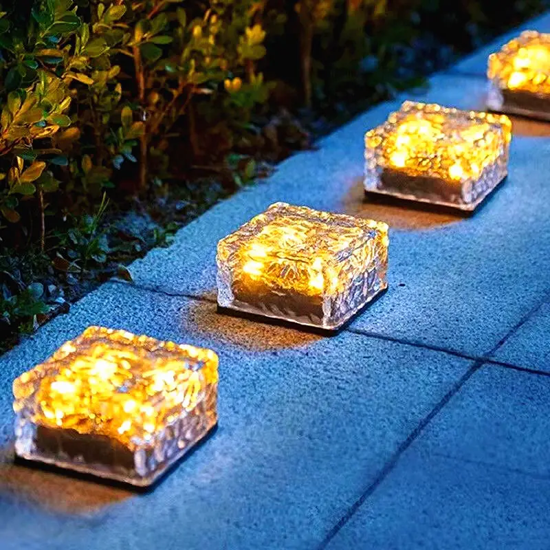 

1PCS Solar Outdoor Led Lights Garland 4/6LEDs Solar Ice Cube Brick Lights Waterproof Garden Decor New Year Christmas Decorations