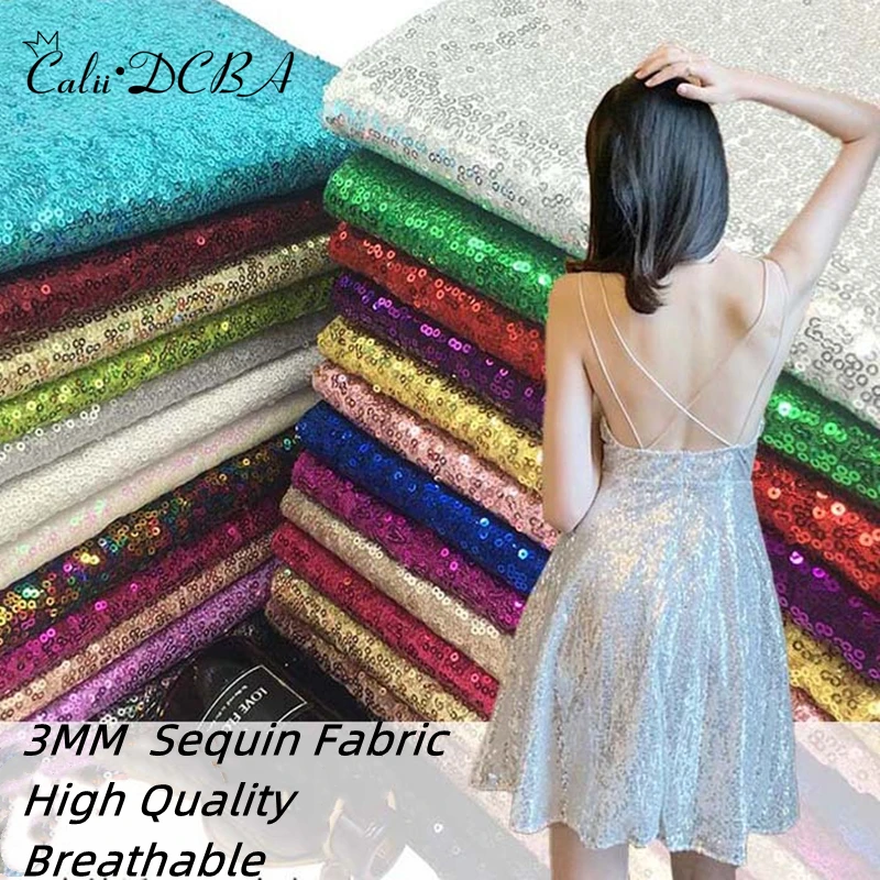 

19Colors 3MM Sequin Fabric Mesh Fabric Dress Tablecloth Background DIY Sewing Size 91*125CM