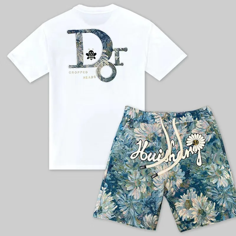 

Man Summer Suit Short Sleeve Shorts 2-Piece Set Letter D Printing Men's Clothing Luxury Brand Woman Jogging Fitness Tracksuit