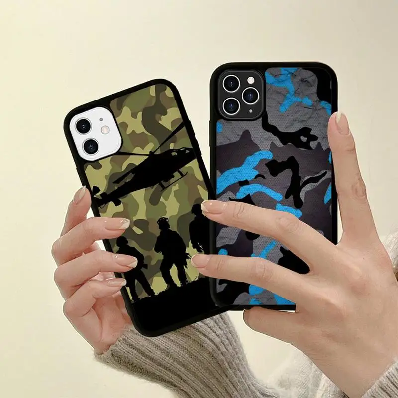 

US ARMY Digital Camouflage Phone Case Silicone PC+TPU Case for iPhone 11 12 13 Pro Max 8 7 6 Plus X SE XR Hard Fundas