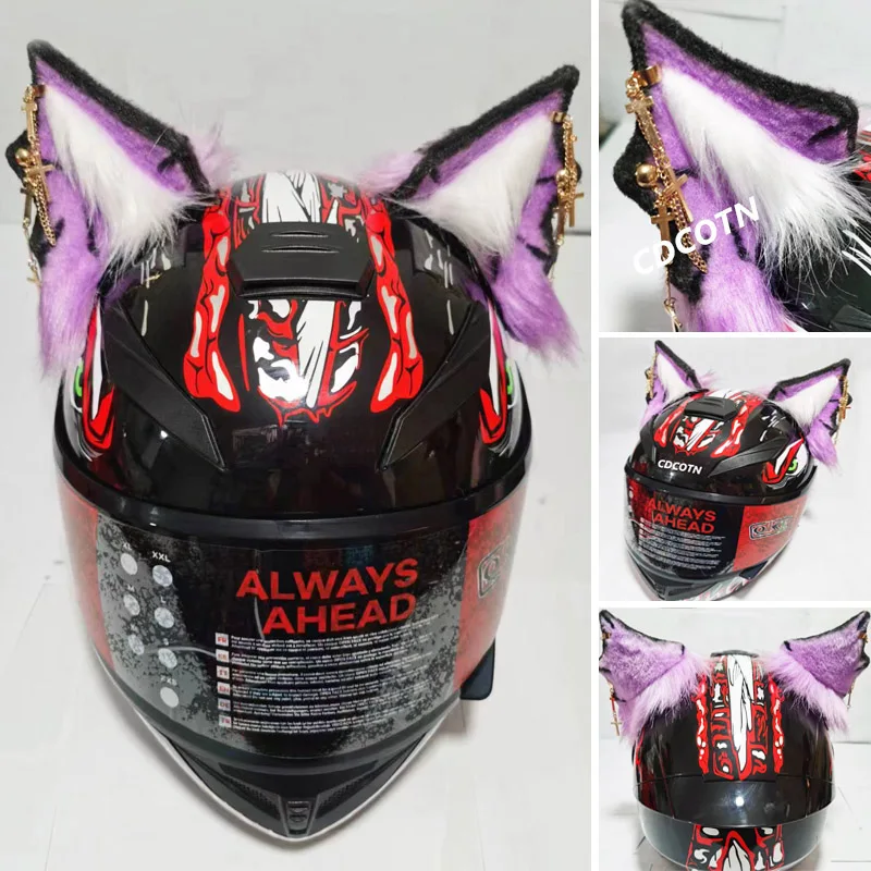 

3D Plush Animal Ears Devil Bat Motorcycle Electric Helmet Decoration Motorbike Helmets Accessories Stickers Cosplay Styling Gift