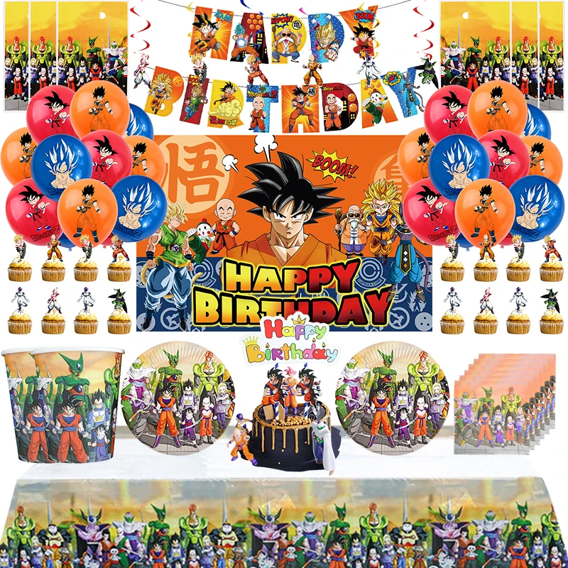 Аниме Dragon Ball Z украшения для дня рождения тематическая посуда Гоку бумажный