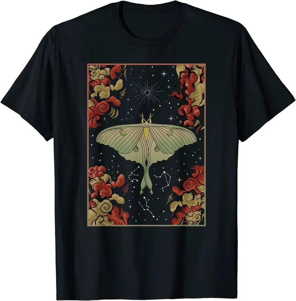 Футболка Luna с принтом моли в стиле темной академии коротким рукавом 100% хлопок