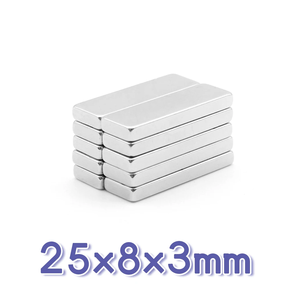 

5/10/20/30/50/100PCS 25*8*3 mm Quadrate Super Powerful Strong Magnetic Magnets N35 Block 25x8x3 mm Permanent NdFeB Magnet
