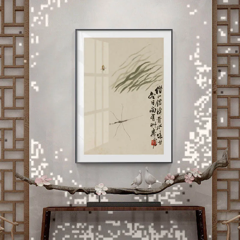 Чернила в китайском стиле бабочка цветочные принты настенное искусство холст