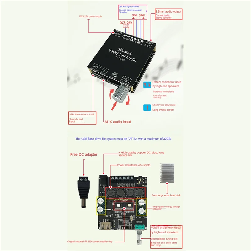 Плата цифрового усилителя TPA3116D2 100 Вт + 2 0 2-канальная Hi-Fi версия стерео аудио