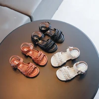 girls summer sandals baby girl toddler kids shoes low heeled sweet princess soft childrens beach shoes black beige brown f03202
