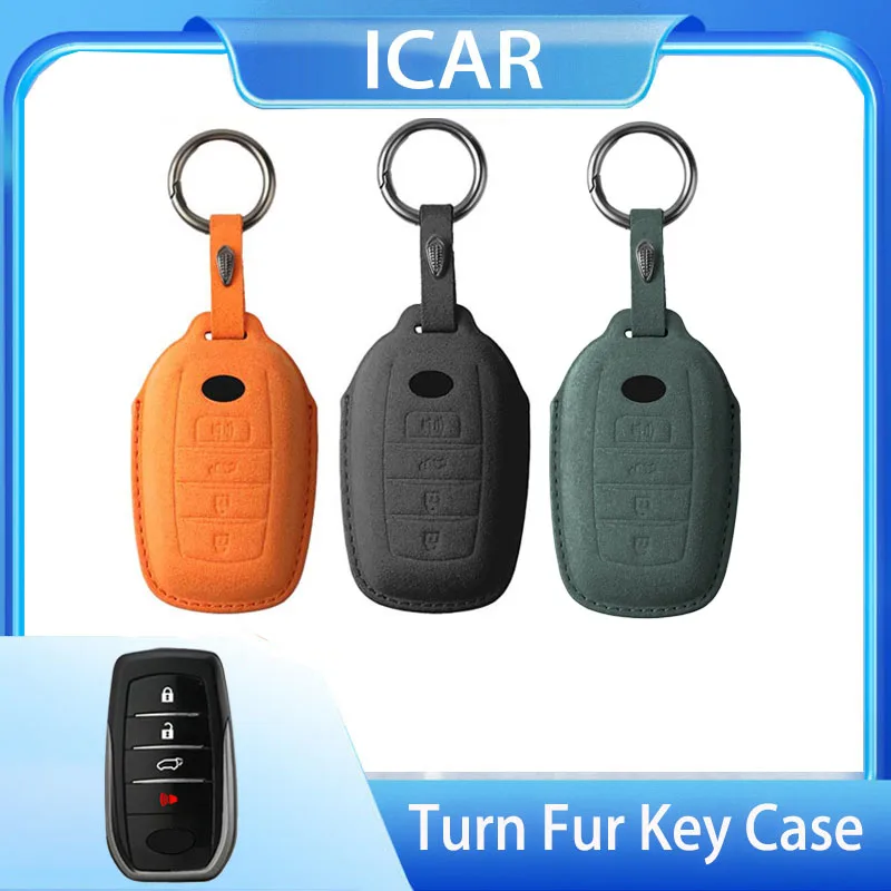 Замшевая кожа для Toyota Corolla SE 2023 Camry 50 55 Yaris Land Cruiser Prado150 RAV4 Venza 4-кнопочный пульт