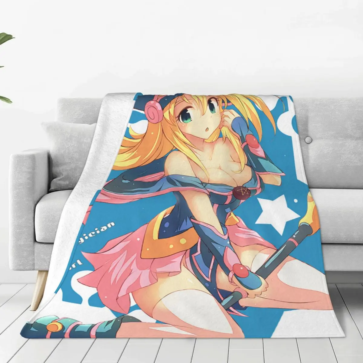 

Yu-Gi-Oh Anime Blankets Flannel Summer Autumn Winter Dark Magician Lightweight Thin Throw Blanket for Home Office Bedding Throws