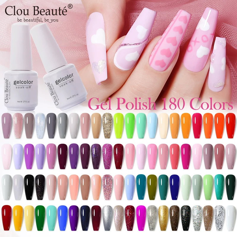 

Clou Beaute 8ml Nail Gel Polish Nail Art Professionals Soak Off UV Gel Top Base Coat Fingernail Polish Gel Varnish Lacquer