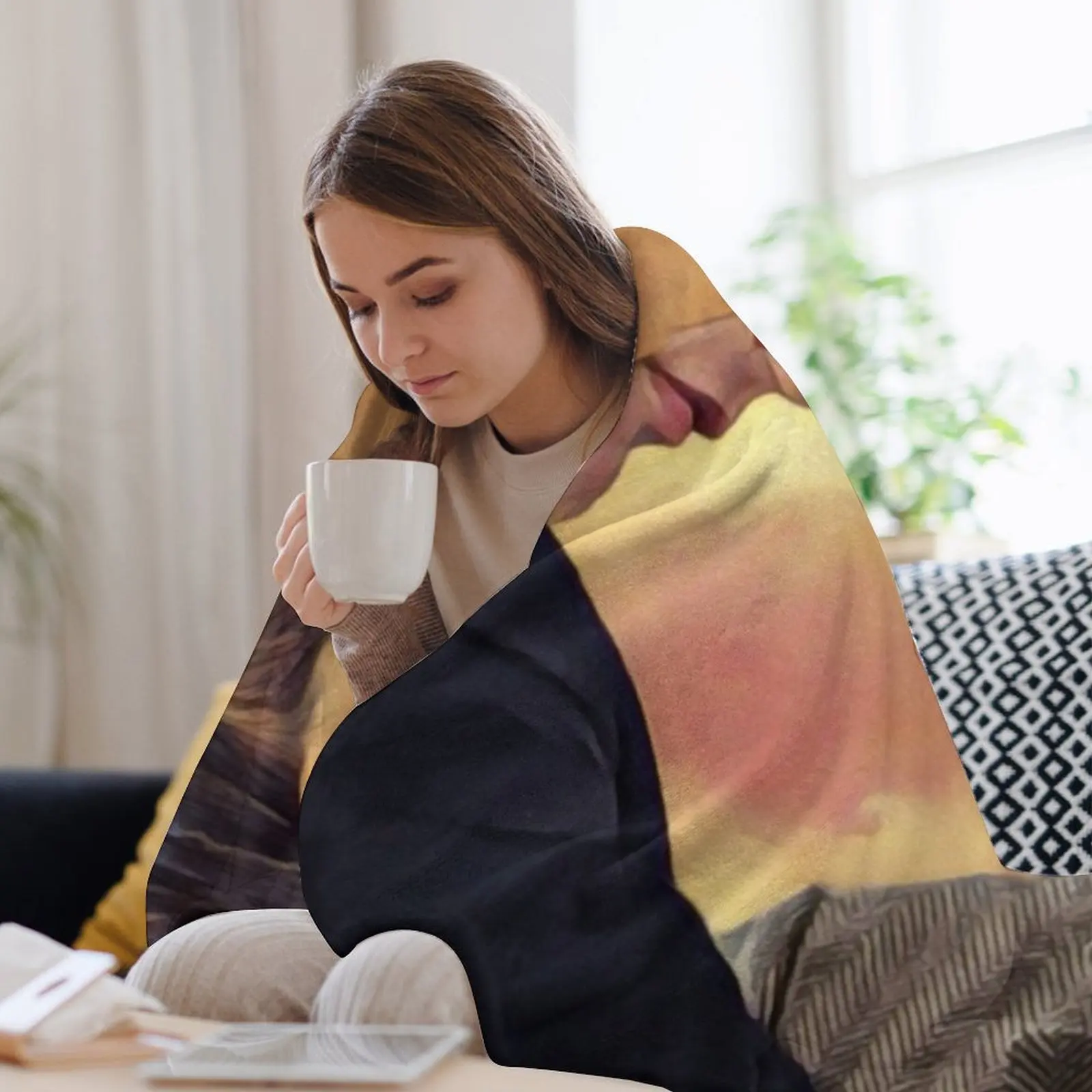 Ганнибал и воил Ханниграм Закат без текста Плед Одеяла для пикника Диван