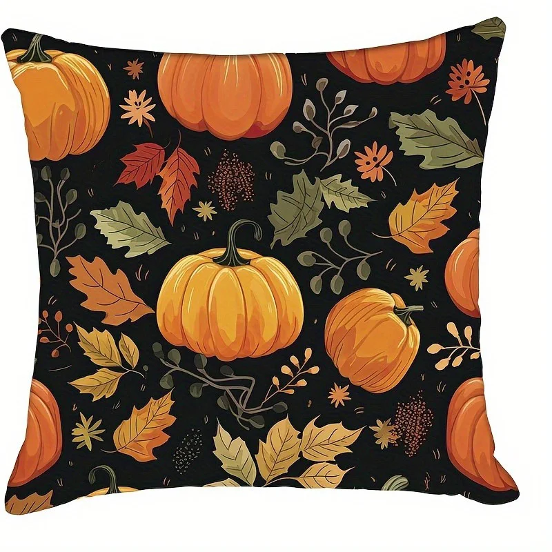 Наволочки из полиэстера велюра Autumn Leaves & Pumpkins 40x40/45x45/50x50/60x60 см