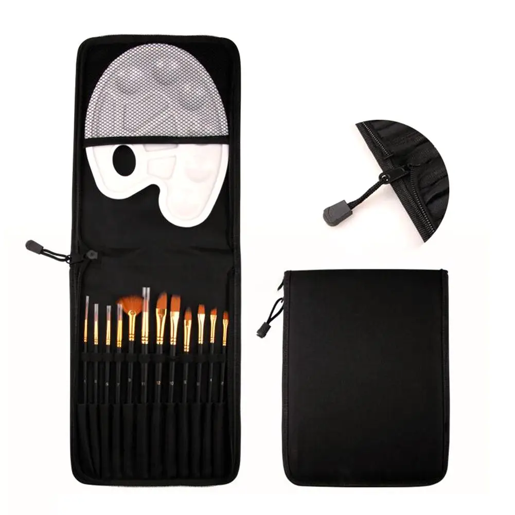 

14 Pcs Nylon Paint Brushes Pen Professional Oil Watercolor Paintbrush Set With Color Palette Pencil Case For School Supply