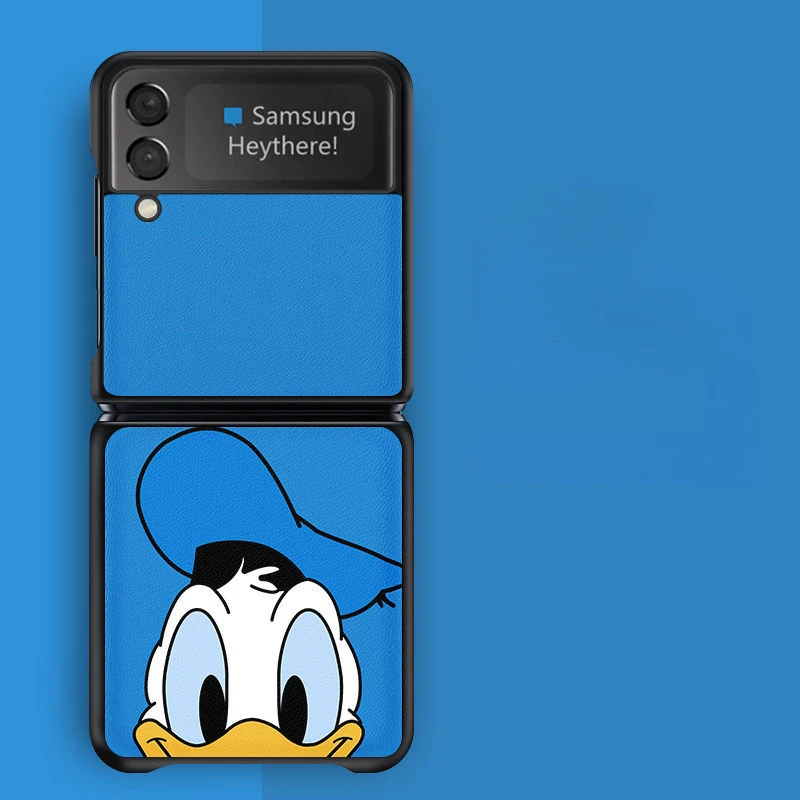 

Disney Donald Duck New Cartoon Premium Leather Texture Folding Phone Case for Samsung Galaxy Z Flip 3 5G Drop-resistant Cover
