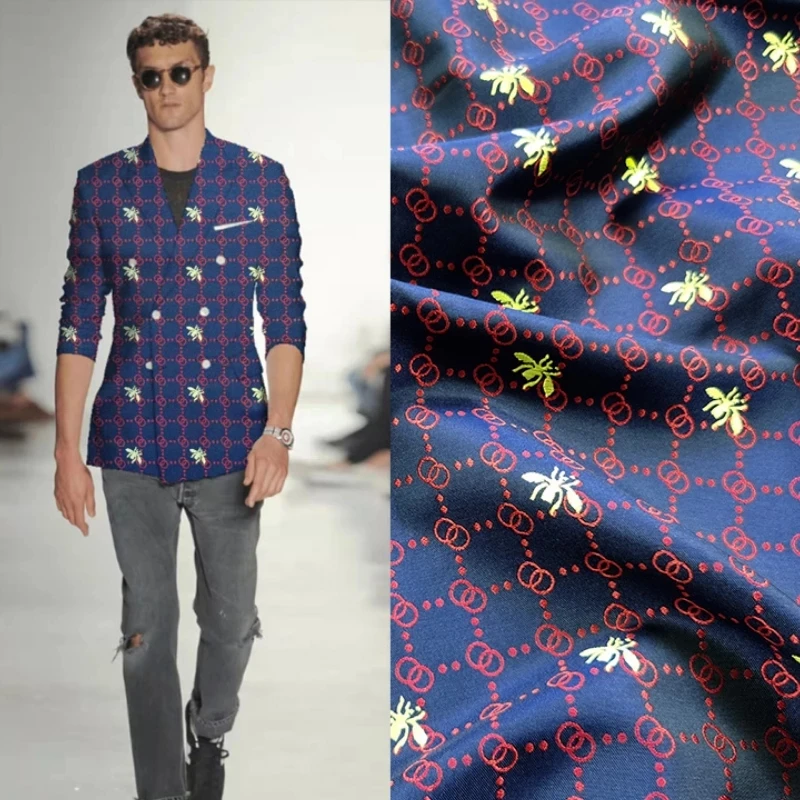 

Europe And America Fashion Small Bee Yarn-Dyed Jacquard Fabric For Men Coat Jacket Suit Stoffa Tuch Tela Tessuto DIY Cloth