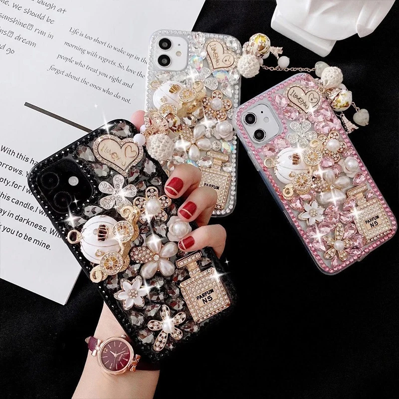 

Luxury 3D Gold Purse Carriage Bling Crystal Mobile Phone Case For iPhone 14 13 12 11 Pro Max XR XS X 7 8Plus SE2020 Glitte Cover