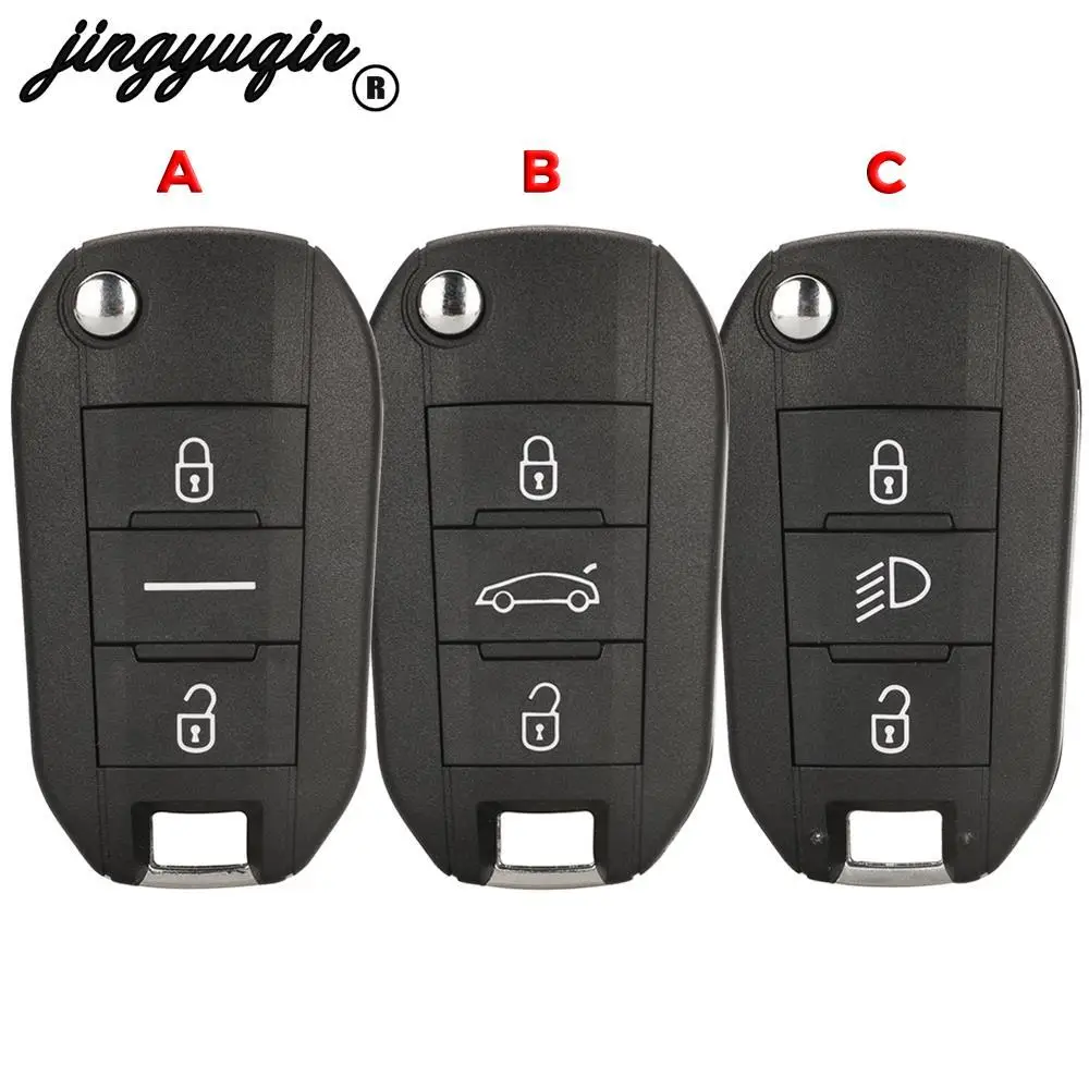 

jingyuqin Remote Car Key Case Shell For Peugeot 208 301 308 508 2008 3008 Fit Citroen C3 C4 C4L Fob HU83 VA2 Blade 2/3Button