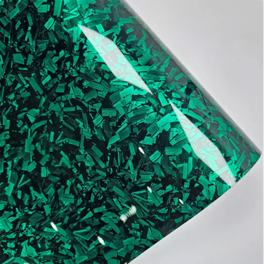 Высокоглянцевая зеленая кованая наклейка из углеродного волокна для автомобиля