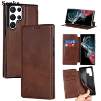 full protect leather flip phone case for galaxy s22 ultra s21fe s20 plus s10e s9 s8 note 20 10 9 8 wallet shockproof stand cover