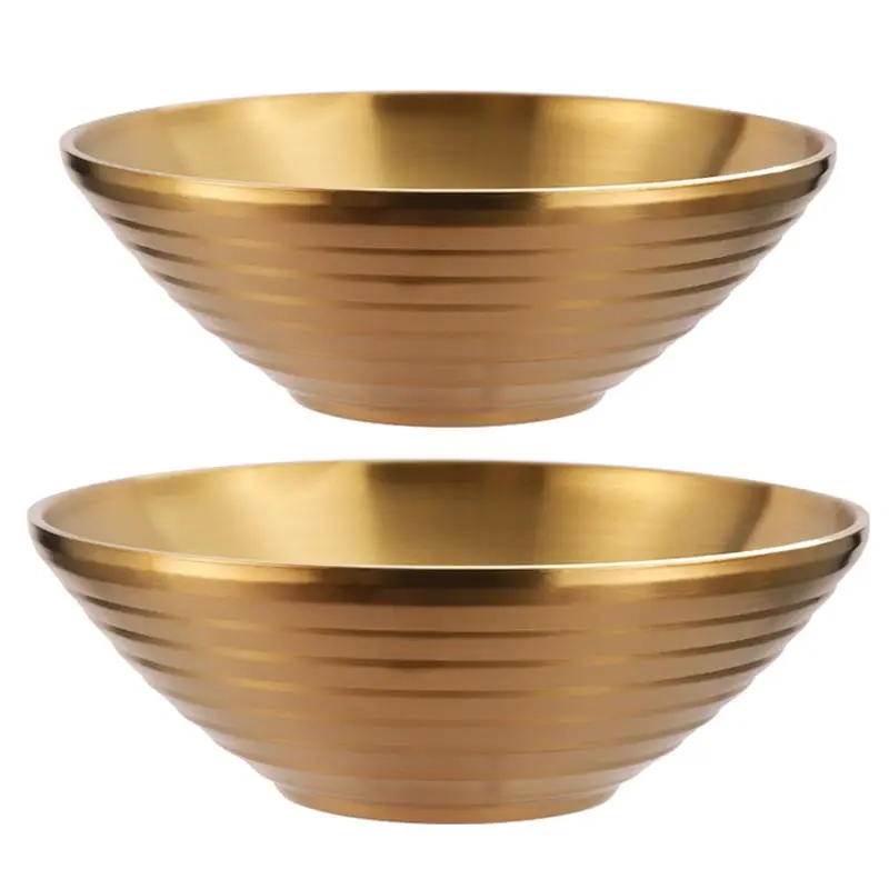 

304 Stainless Steel Ramen Bowl Rice Salad Noodle Soup Bowl Golden Home Restaurant Food Serving Dish Pickled Cabbage Large Bowl