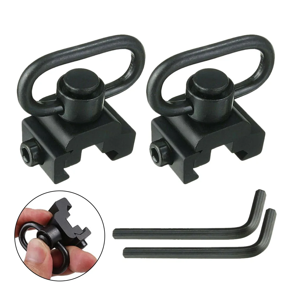 

2Pack QD Sling Swivel With Sling Adapter Heavy Duty Quick Release Push Button 360° Rotatable 20mm Mount Base Hunting Accessories