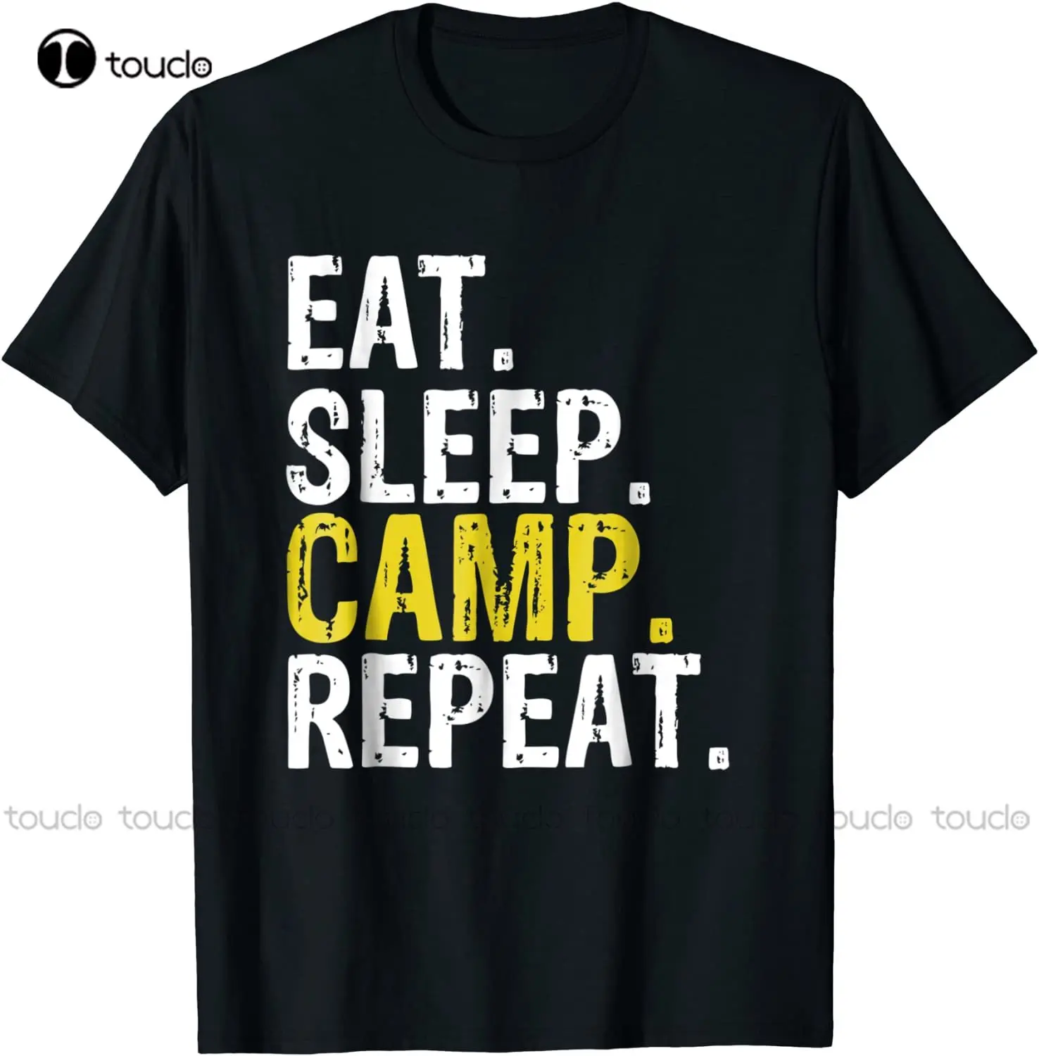 

Новинка, футболка с надписью "Eat Sleep Camp", повторный подарок, хлопковая футболка для кемпинга