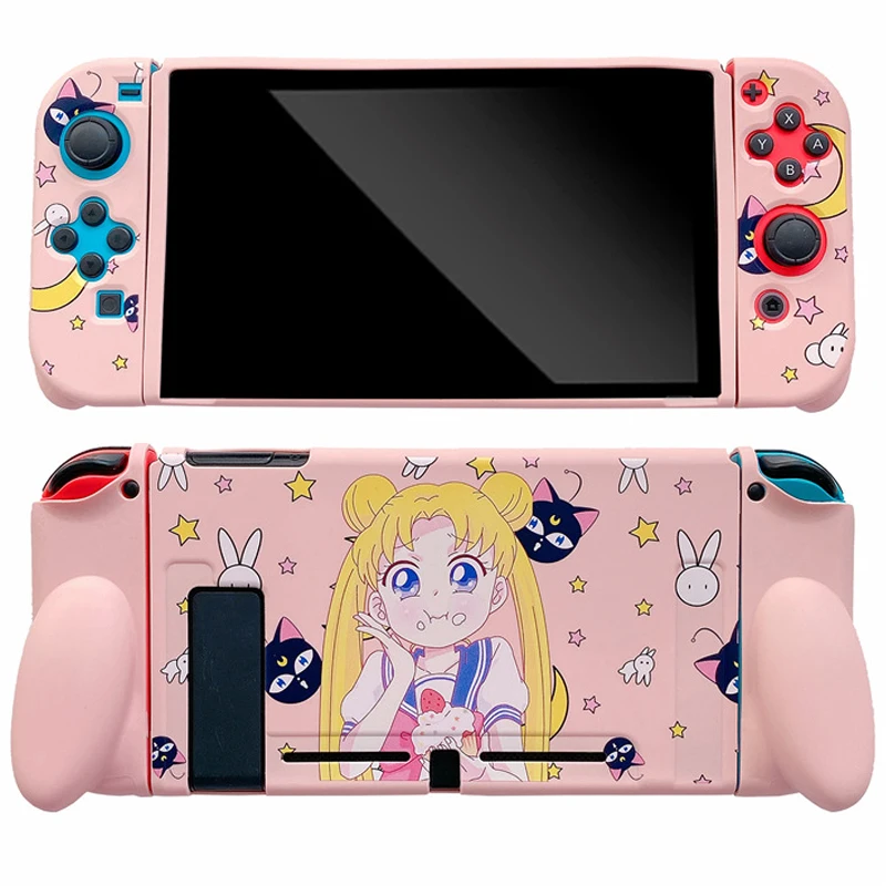 Чехол для игровой консоли Nintendo Switch, из термопластичного полиуретана (TPU), с изображением Сейлор Мун, Луны