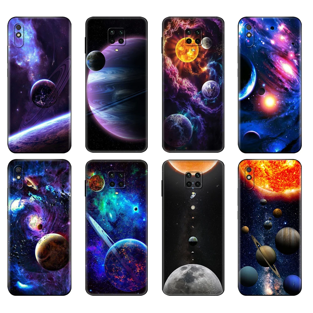 

Черный чехол из ТПУ для Xiaomi Redmi 7A, 8, 8A, 9, 9A, 9C, чехол для Redmi Note 8T, 8 Pro, T, Note 9, 9S, 9 Pro, чехол с солнечной системой