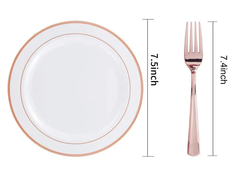 

Одноразовые золотые тарелки с вилками