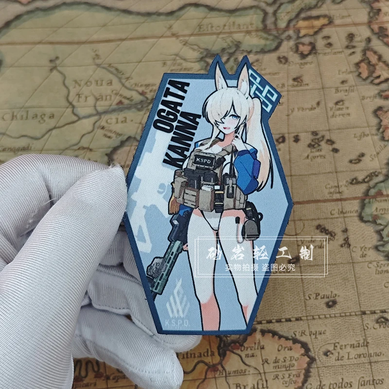 Голубая архивная Кана нашивки с крючками и петлями для одежды стикер в стиле