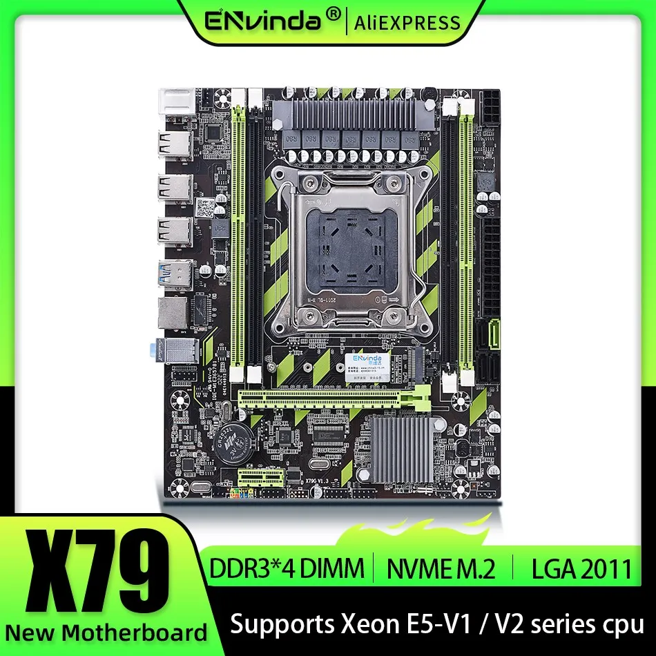 Envinda X79 Placa-mãe Lga 2011 Usb2.0 Sata3 Suporte Reg Memória Ecc e Processador Xeon e5 4ddr3 Pci-e Nvme M.2