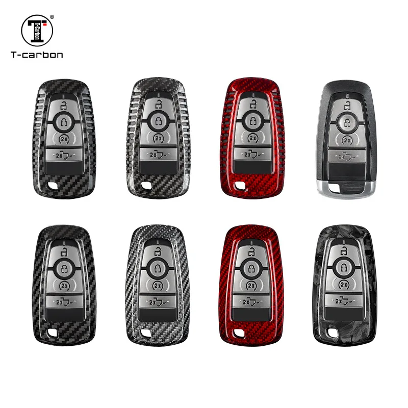 

Forged Carbon Fiber Car Key Case for Ford Fusion Mustang Explorer F150 Edge Mondeo Mk5 Focus 2019 2020 2021 Covers Accessories