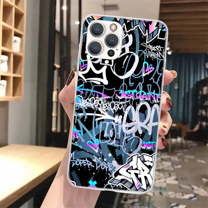 Фото Модный чехол для телефона с граффити для iPhone 13 12 Mini 11 Pro X XR XS Max 8 7 Plus SE 2020 6 + 6S 5 5S, чехол с рисунком №3