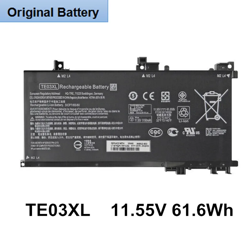 

11.55V 61.6Wh TE03XL Laptop Battery Original For HP Pavilion 15-bc 15-BC011TX Omen 15-AX Series 849910-850 HSTNN-UB7A TPN-Q173