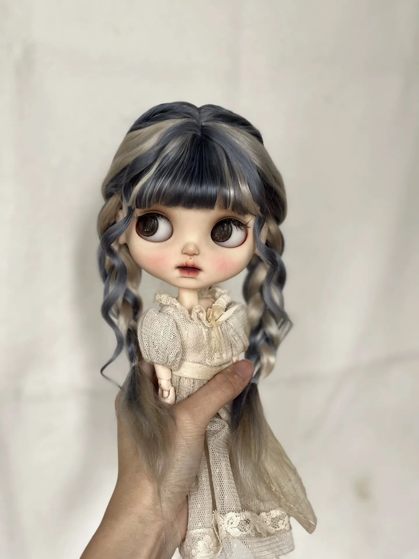 Фото Парики куклы Dula для Blythe Qbaby, натуральный мохеровый градиент, смешанная окружность головы 9-10 дюймов №1