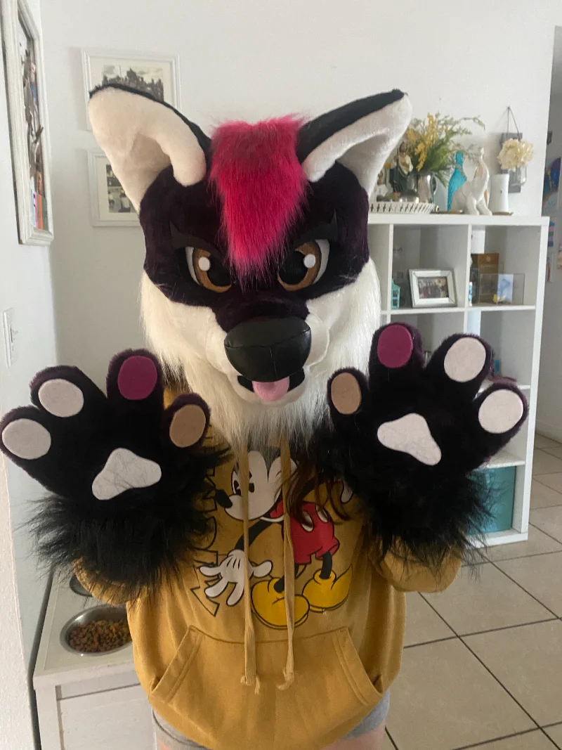 Волчий костюм для подростков в возрасте от 9 до 15 лет в бордовом и белом цветах с головой и лапками в форме лап волка, меховым костюмом для праздников. Для мужчин и женщин.